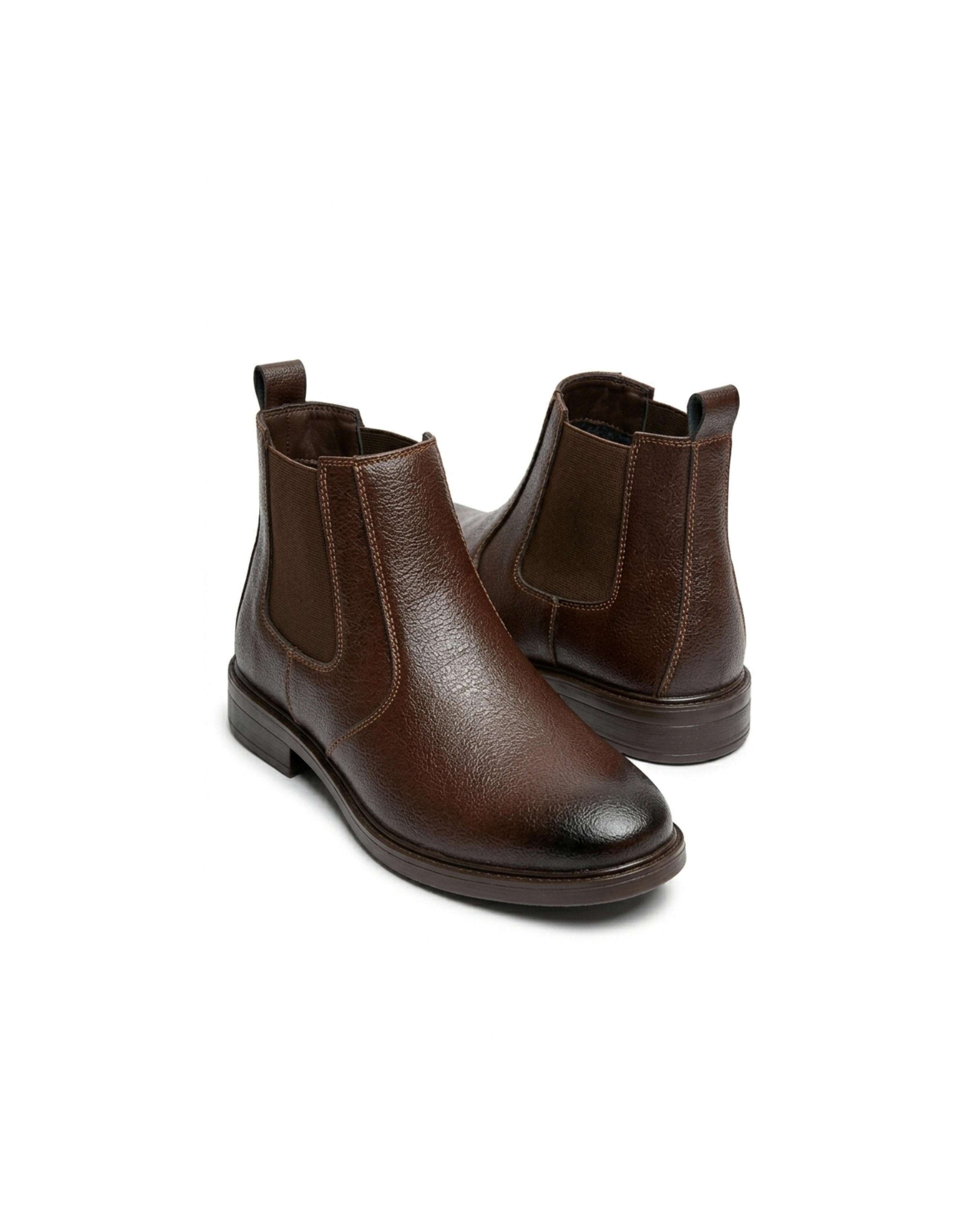 Burnished Pebbled Leather Chelsea Boot