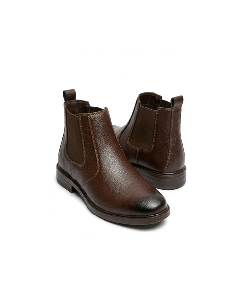 Burnished Pebbled Leather Chelsea Boot